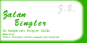 zalan bingler business card